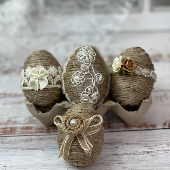 Shabby Chic INSPIRED Jute Easter Eggs